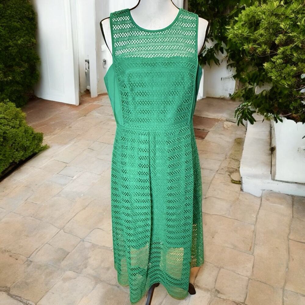 Antonio Melani Crochet Embroidered Cutout Lace Dress Cocktail Wedding Green 10